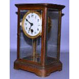 A FRENCH BRASS REPEATER FOUR GLASS REGULATOR CLOCK.   8.5ins high.