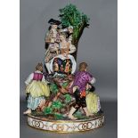 A VERY GOOD EARLY 19TH CENTURY GROUP OF SIX FIGURES DANCING AROUND A TREE, CIRCA. 1800-1820,