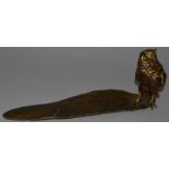 A VIENNA COLD CAST GROUP, "OWL WITH A FEATHER". 13ins long.