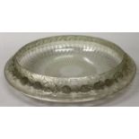 A GOOD LALIQUE “MARGUERITES” BOWL with floral flower border. Etched Lalique France 14ins diameter.