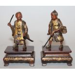 A GOOD & UNUSUAL SMALL PAIR OF SIGNED JAPANESE MEIJI PERIOD EISUKE MIYAO PARCEL GILT BRONZE