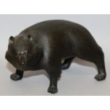 A GOOD QUALITY SIGNED JAPANESE MEIJI PERIOD BRONZE OKIMONO OF A BEAR BY SHOUSAI, the bear standing