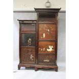 A LARGE GOOD QUALITY JAPANESE MEIJI PERIOD SHIBAYAMA & IVORY INLAID HARDWOOD CABINET, the doors