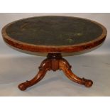 A 19TH CENTURY ROSEWOOD CIRCULAR LIBRARY TABLE from WINDSOR CASTLE, ROOM 219, the circular top inset