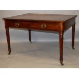 A GOOD REGENCY MAHOGANY RECTANGULAR TOP WRITING TABLE in the manner of GILLOW, with inset leather