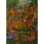 Ny Soeaea (20th Century) Balinese. Figures Harvesting, Oil on Canvas laid down, Signed and Inscribed