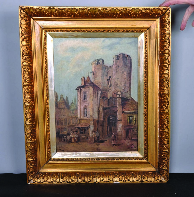 M... Pinder (19th - 20th Century) British. "Ghent", a Street Scene, Oil on Canvas, Signed and - Image 2 of 5