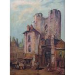 M... Pinder (19th - 20th Century) British. "Ghent", a Street Scene, Oil on Canvas, Signed and