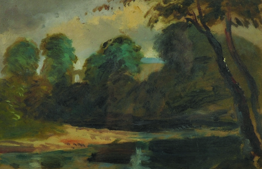 Hercules Brabazon Brabazon (1821-1906) British. "Landscape", a River Landscape, 7.5" x 11".