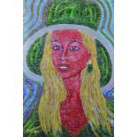 Bruce Purchase (1938-2008) New Zealand. Study of a Girl with a Green Hat, Mixed Media, Signed and