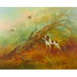 Kingman (20th Century) British. A Pointer putting up Birds, Oil on Canvas, Signed, 16" x 20, and the