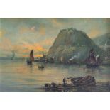 Sam Bough (1822-1878) DUMBARTON ROCK Oil on board. Signed. 21½cm x 31½cm