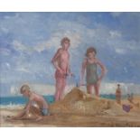 * Peter Cecil Knox (b1942) THE SANDCASTLE Oil on board. Signed. 17cm x 20½cm