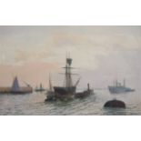 * Edwin Henry Eugene Fletcher (1857-1945) THAMES SHIPPING SCENE Oil on canvas. Signed. 49cm x 74cm