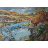 * Anne Carrick (1919-2005) THE TWEED NEAR MELROSE Oil on board. Signed. 49½cm x 71cm