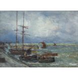 * Patrick Downie (1854-1945) NOVEMBER ON THE BERWICK COAST Oil on board. Signed. Inscribed with