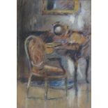 Patrick W Adam (1854-1929) DRAWING ROOM OF LADY FORD Pastel. Signed with letter of dedication on