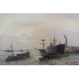 * Edwin Henry Eugene Fletcher (1857-1945) THAMES SHIPPING SCENE Oil on canvas. Signed. 49cm x 74cm