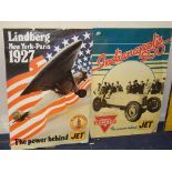 CONOCO INDIANAPOLIS 500 POSTER 'THE POWER BEHIND JET' AND LINDBERG POSTER