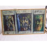 DOUGLAS PITTUCK OIL DEPICTING 3 FACES AT A WINDOW, 3 APOSTLES APPROX. 92 X 52 cm
