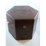 HEXAGONAL ROSEWOOD CONCERTINA IN FITTED BOX, WILLIAM DOVE PAPER LABEL (DOVE WAS A FORMER EMPLOYEE OF