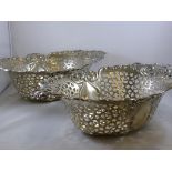 PR. PIERCED SILVER BASKETS, APPROX. 28 X 20 cm, 650g CHESTER 1900 J.J