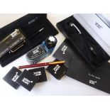 MISC. MONT BLANC PENS/ PENCILS, PAPERWORK, SPARE CARTRIDGES ETC.