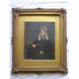 19TH CENTURY FRAMED 3/4 PORTRAIT, LADY IN PERIOD COSTUME, APPROX. 29 X 25 cm