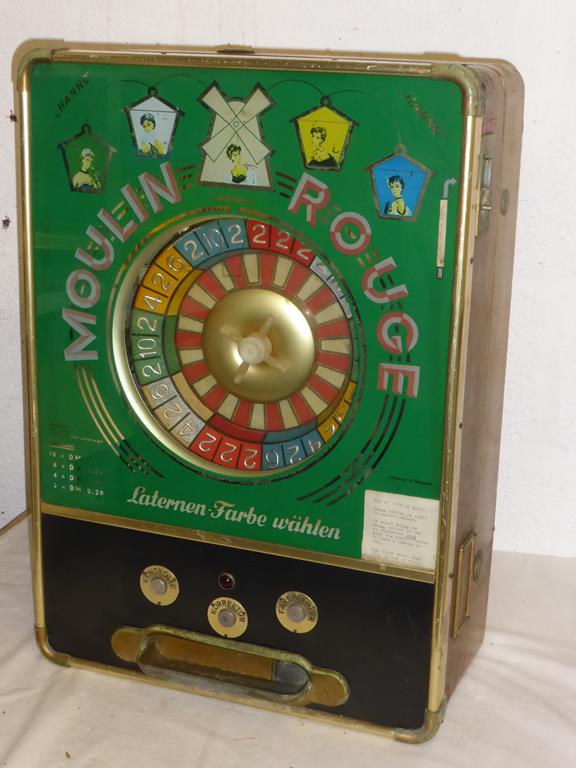 GERMAN 'MOULIN ROUGE' SIXPENCE SLOT MACHINE