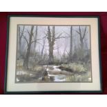 FRAMED WATERCOLOUR - A WOODLAND SCENE BY THE BRITISH ARTIST RON RANSON – ONE OF THE WORLD’S MOST