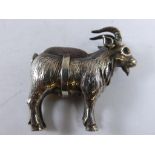 NOVELTY SILVER PIN CUSHION IN THE FORM OF A GOAT