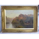 AUBREY RAMUS FRAMED OIL ON CANVAS DEPICTING HIGHLAND LANDSCAPE SCENE APPROX. 76 X 51 cm