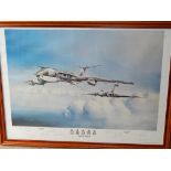 FRAMED PICTURE OF HP VICTOR REFUELLING AVRO VULCAN ON A BLACK BUCK OPERATION. FALKLANDS 1982