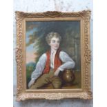 19TH CENTURY OIL ON CANVAS ENGLISH SCHOOL, YOUNG BOY WITH A PITCHER (RON E SUMMERFIELD COLLECTION)