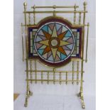 VERY GOOD QUALITY BRASS AND LEADED GLASS FIRE SCREEN