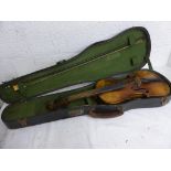 VIOLIN IN FITTED CASE, STAMPED ON REAR OF INSTRUMENT NACH HOPF