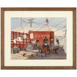 Clarence Nelson Aldrich (1893-1953 Bishop, CA) Cole Bros Circus workers, signed lower right: