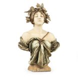 An Ernst Wahliss / Amphora ceramic bust, "Daphne" After 1900, Turn-Teplitz, Bohemia, impressed "