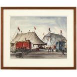 Boris Leven (20th Century- American) Circus setup, signed and dated lower right: Boris Leven '44,