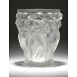A Lalique ''Bacchantes'' art glass wine cooler / vase Third quarter 20th century, numbered ''