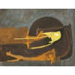 Rodolfo Nieto (1936-1988 Mexican) Yellow abstract, signed lower right: Nieto, unframed gouache on