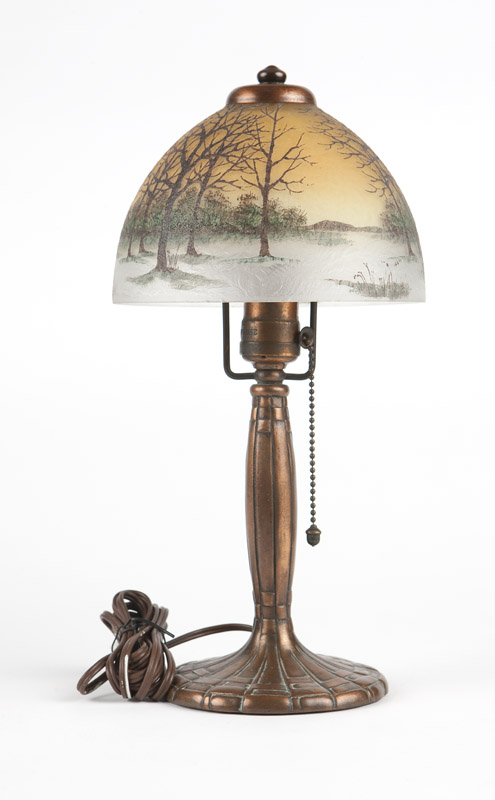 A Handel painted art glass boudoir lamp First quarter 20th century, the shade inscribed ''Handel - Image 2 of 7