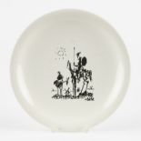 Ceramic plate designed by Pablo Picasso, Don Quixote Circa 1960s, printed signature to verso ''