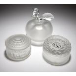 A group of three Lalique vanity objects Second half 20th century, each etched in script ''Lalique
