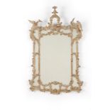 A Chinese Chippendale style carved wood mirror 19th century, of carved and gessoed wood, with a