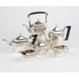 An American sterling silver tea & coffee service Circa 1895-1898, Meriden, CT, each with maker's