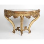 An Italian giltwood console table Late 19th/early 20th century, pine construction, the serpentine