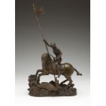 A Continental bronze, St. George and the Dragon  Early 20th century, unsigned, depicting St.