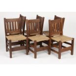 Six dining chairs, attributed to Gustav Stickley Early 20th century, apparently unmarked, each of