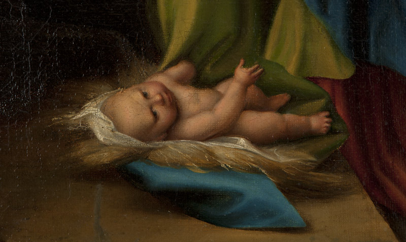 19th Century Continental School After Correggio's ''Madonna Adoring the Child'', unsigned, oil on - Image 2 of 4